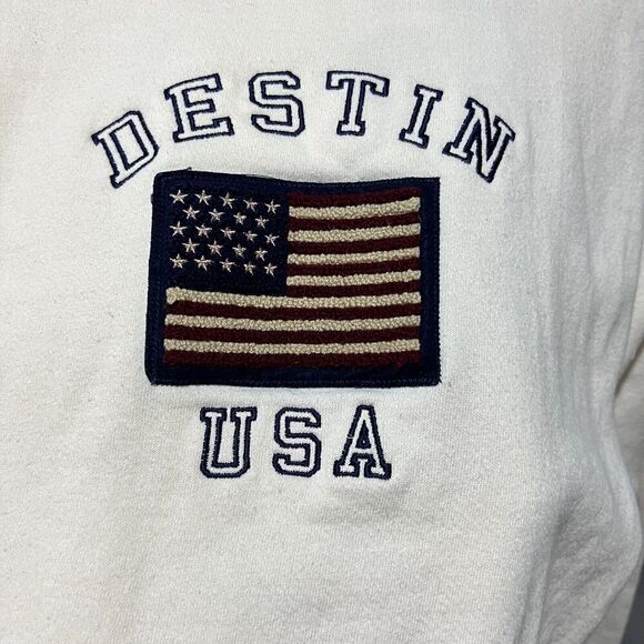 Vtg Oarsman Mens White Destin USA Pullover Sweatshirt Small Long Sleeve Jacket - Picture 4 of 10